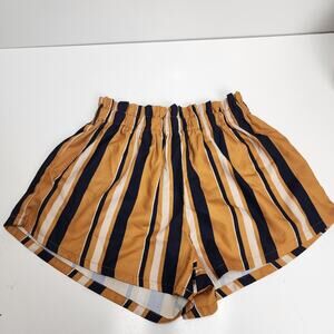 SHEIN Gold & Navy Belt Loops Paper Bag Elastic Waist Shorts Women's Size XS